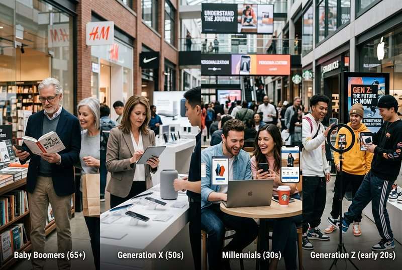 Imagen que muesrta los diferentes perfiles de consumidores actuales de acuerdo a las bases de marketing más recientes en 2026
