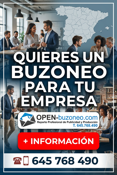 Anuncio publicitario tuipo banner para OPEN buzoneo repartod e publicidad en España